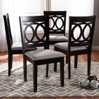 Baxton Studio RH315C-Grey/Dark Brown-DC Lenoir Modern and Contemporary Gray Fabric Upholstered Espresso Brown Finished Wood Dining Chair Set of 4